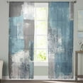 thumbnail image 2 of Blue Grey Sheer Curtains 96 Inches Long 2 Panels Set, Window Sheer Curtains for Living Room/Bedroom, Modern Oil Painting Art Abstract Light Filtering Rod Pocket Curtain 52'' x 96'' x 2, 2 of 7