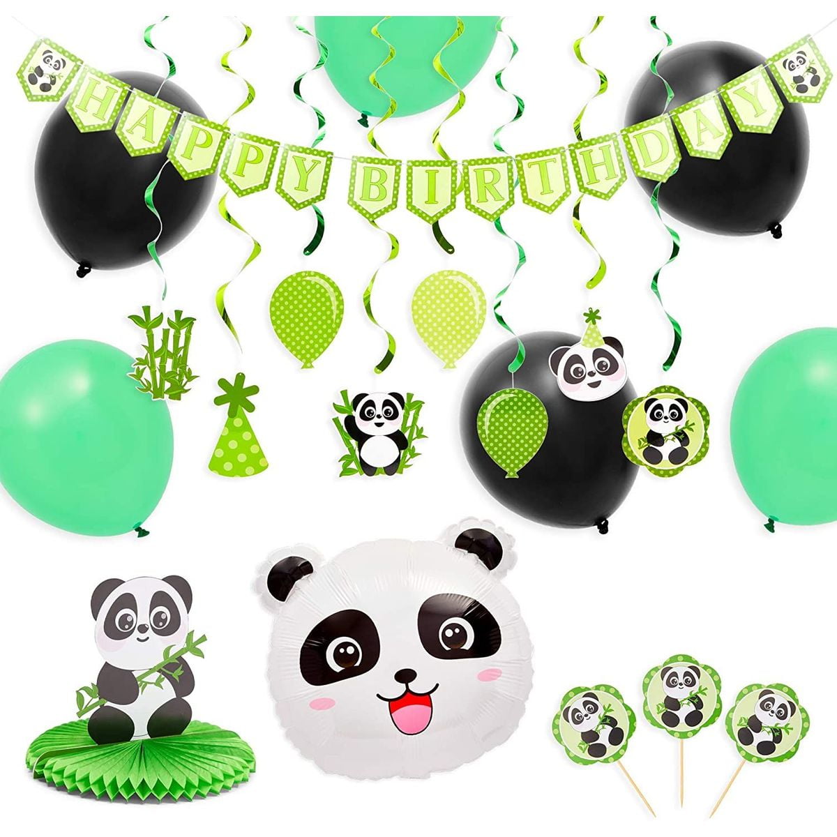 Panda 20 BIRTHDAY BANNERS x 2-Party Decorations-with any name