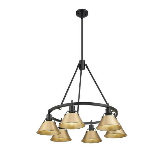 3306-6 BLK-BCB Golden Lighting Orwell - 6 Light Chandelier-20.38 Inches Tall and 29 Inches Wide-Matte Black Finish-Brushed Champagne Bronze Shade