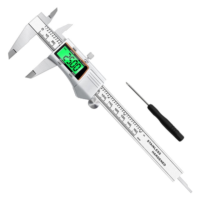 Calibrador Vernier 0-150 mm 0,1 mm Micrómetro de medición Calibre de acero inoxidable Apagado automático reiniciable Medición operada por batería mm / pulgada Tipo 2 Inevent TO000976-03B