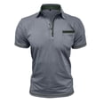 thumbnail image 4 of IWRICH Men's Casual Polo Shirts Classic Short Sleeve Button up Shirt Fashion Summer Basic Tops with Pocket Light Gray L, 4 of 5