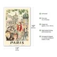 thumbnail image 2 of Paris France - Sidewalk Café Near Opera National de Paris - Vintage Railroad Travel Poster by André Dignimont c.1962 - Master Art Print (Unframed) 13in x 19in, 2 of 4
