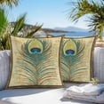 thumbnail image 5 of Waterproof Throw Pillow Covers Set of 2, 26x26 Inch Retro Peacock Feathers Decorative Pillowcases Outdoor Pillow Slip Cushion Covers Set for Couch Tent Vintage Abstract Art, 5 of 7