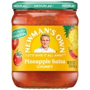 Newman's Own Pineapple Salsa, Medium Chunky, 16 oz Glass Jar