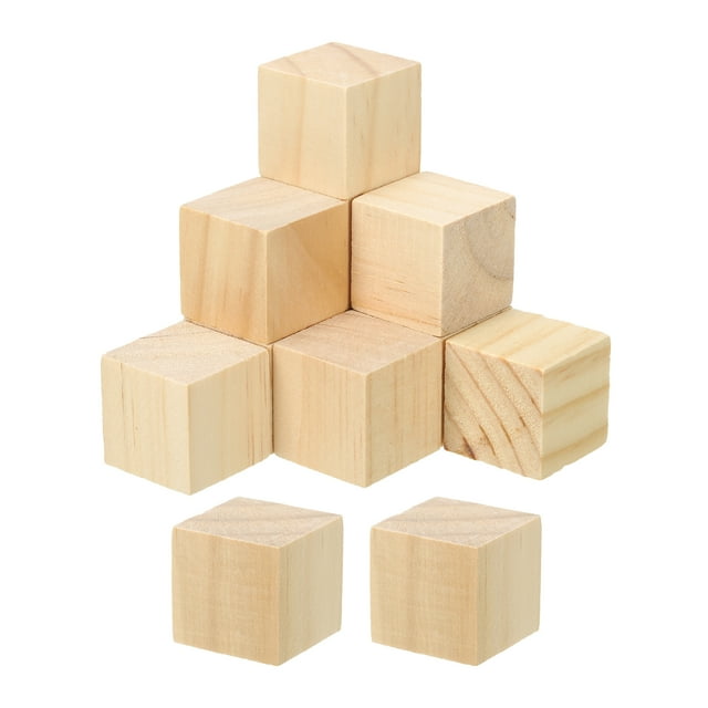Unique Bargains 1.2 Inch Unfinished Wooden Blocks, 50 Pack Natural Wood Cube Square Wood Blocks for DIY Craft