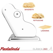 Classic 260 Pasta Maker Machine, 26 Cm Wide Rollers, 9 Thickness Positions, 2 Cutting Positions, Stainless Steel. Includes Reinforced Hand Crank And Two Clamps (White)