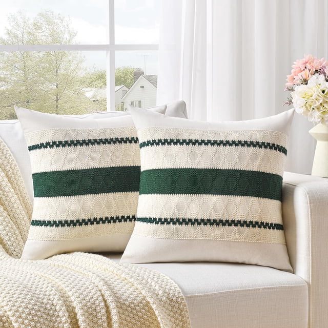 Funda de almohada Fancy Homi, color verde oscuro, estilo bohemio, 60 x 60 cm, juego de 2