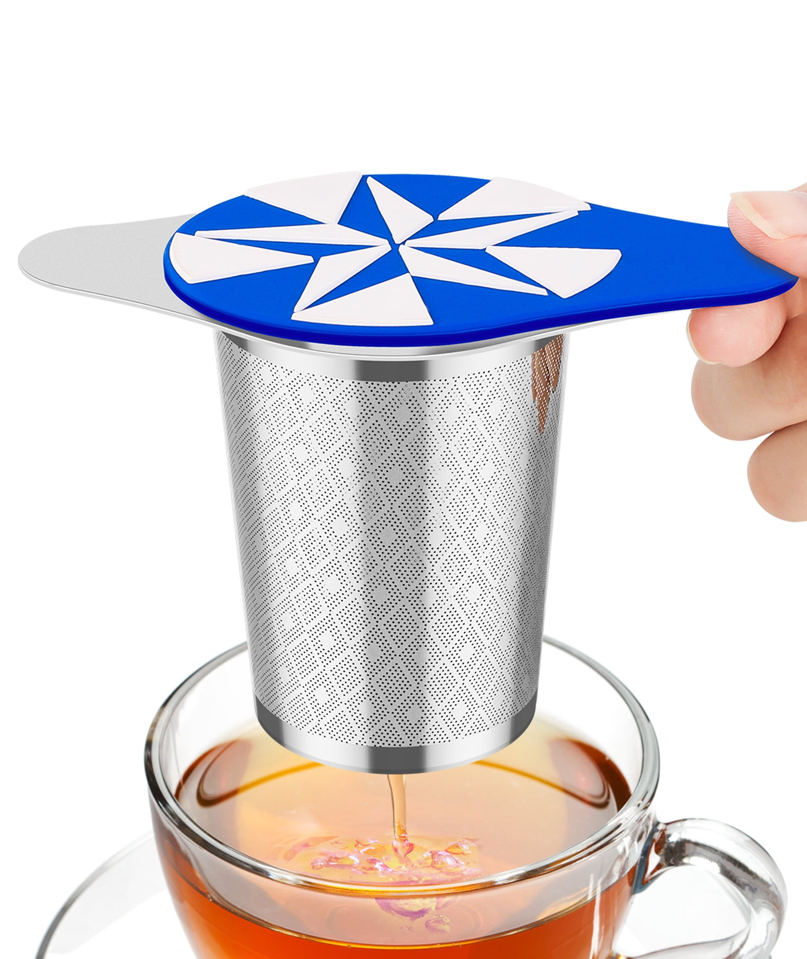 LULLATTI Extra Fine Mesh Tea Strainers for loose tea with Blue Silicone