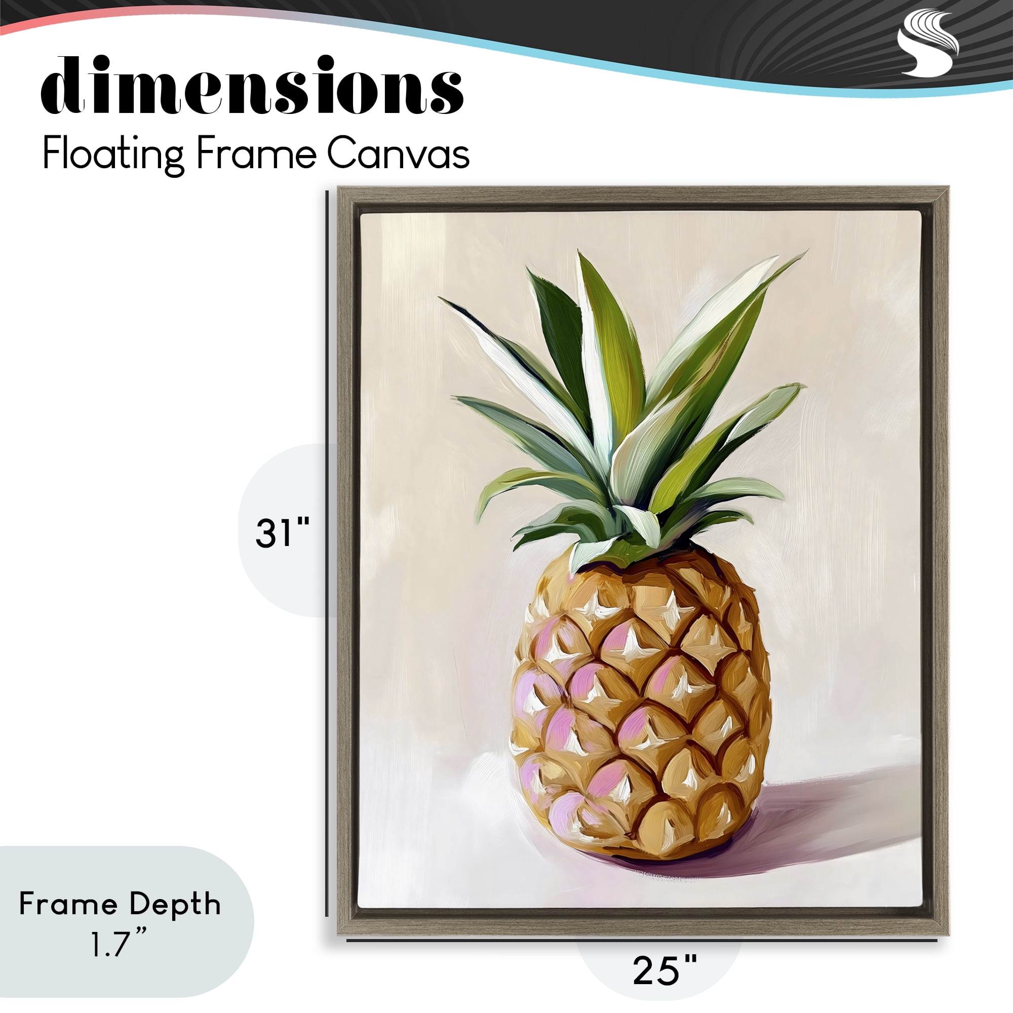 Stupell Industries Pastel Pineapple Tropical Fruit Brown Framed Floater Canvas Wall Art, design by The Prints Vibe