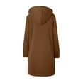 thumbnail image 4 of Long Fleece Hoodies for Women Casual Zip Up Long Tunic Sweatshirt Oversized Long Sleeve with Pockets Warm Fall 2025 Hooded Jacket Coat Size S-2XL​ Coffee 2XL, 4 of 5