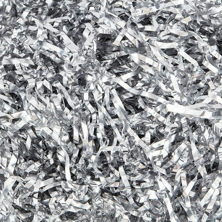 100G Paper Shred Stuffing Silver Gift Box Filler Bulk Crinkle Cut Plastic Shiny Metallic Shreds Confetti Bags Cushion for Gift Wrapping Box Stuffer Basket Filling DIY Birthday Decoration