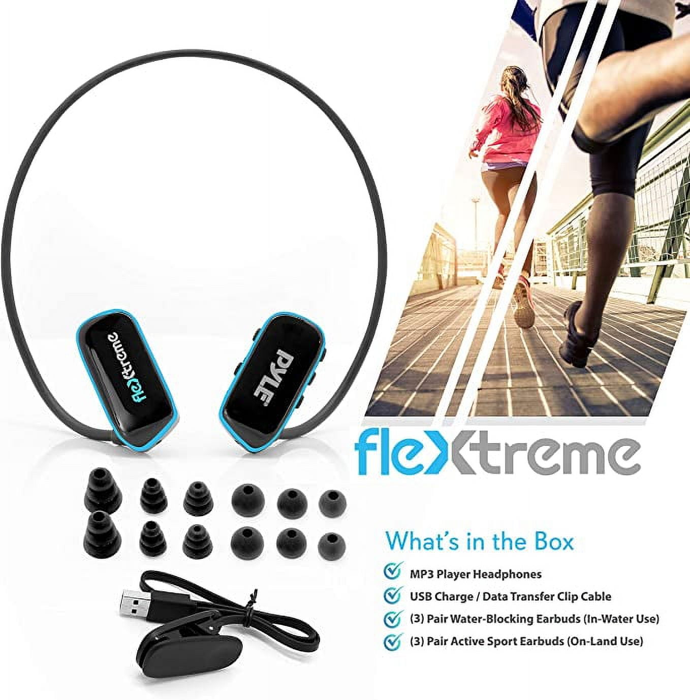 Pyle V2 Flextreme Sports Wearable Headset Music Player 8GB Underwater Swimming Jogging Gym Earphone