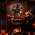 thumbnail image 3 of Halloween Quilted Pumpkin Door Hanger, Fabric Patchwork Wall Decor, Autumn Fall Home Front Door Ornament, 3 of 4