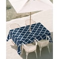thumbnail image 2 of Outdoor Tablecloth with Umbrella Hole, Lake Blue Moroccon Waterproof Outdoor Table Cover, Minimalist Ethnic Bohemian Aesthetic Patio Tablecloths for Party Picnic Camping, Rectangle 60"x102", 2 of 9