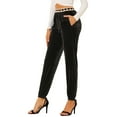 thumbnail image 4 of INSPIRE CHIC Women's High Elastic Waist Contrast Hearts Velvet Long Jogger Pants Black XL, 4 of 6