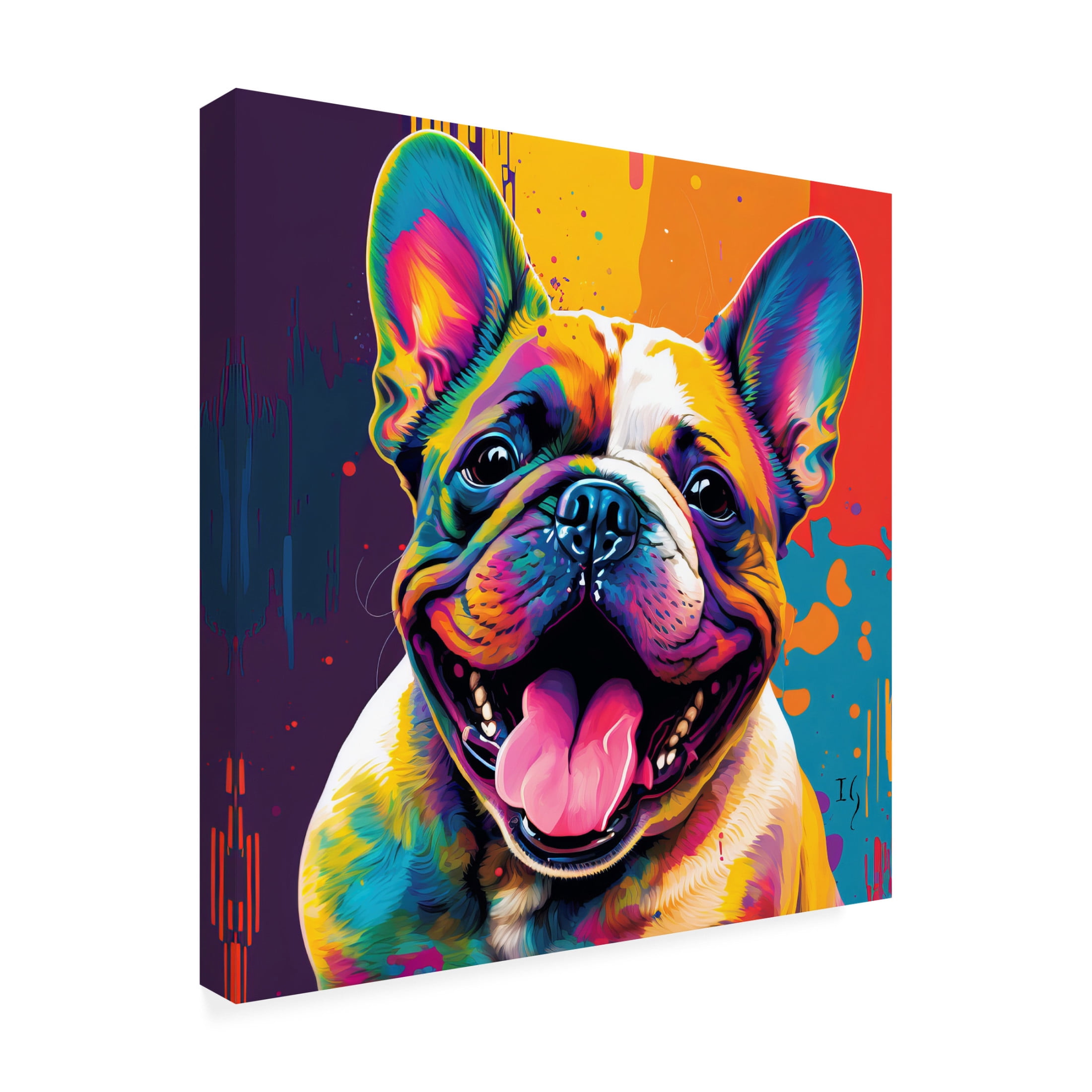 Canvas Wall Art - Ivan Guaderrama 'Vivid Bulldog Bliss' Wall Art for Living Room, Bedroom, or Office Décor by Trademark Fine Art - 24 x 24 Inches