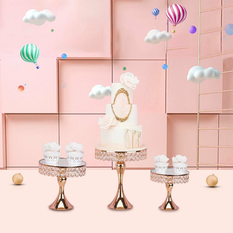 3Pcs Crystal Cake Holder Dessert Cupcake Stand Birthday Wedding Party Display 