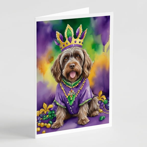 Wirehaired Pointing Griffon King of Mardi Gras Greeting Cards Pack of 8 7 in x 5 in
