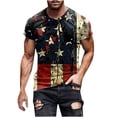thumbnail image 2 of Blusas y camisas de manga corta y cuello redondo para hombre. Blusas de manga corta con cuello redondo y estampado del Día de la Independencia para hombre. Blusa para hombre., 2 of 5