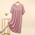 thumbnail image 2 of cfhntfmh Women's Modal Summer Nightgown Short Sleeve Round Neck Sleepshirt Loose Comfy Sleepwear Mid Sleep Dress, 2 of 4