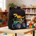 thumbnail image 2 of Jeiento Dinosaur Lightweight Toddler School Bag for Preschool, Tractor 13.5 Inch Kids Backpack for 2-5 Year Old, 2 Front Zipper & 2 Mesh Side Pockets Bookbag, 2 of 7