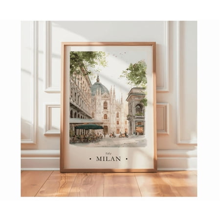 Milan Duomo Travel Poster Italian Architecture Poster Neutral Modern Decor