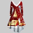 thumbnail image 4 of Vestidos de Navidad Para Mujer, Manga Larga, Estampado Navideño, Peludo, Escote en V, Vestido de Fiesta Con Columpio en La Espalda Odeerbi ODB200245, 4 of 5