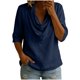 thumbnail image 2 of Neewe Women's 3/4 Sleeve Shirts Classic Solid Color Clow Neck Casual Work Tops Blouses Daily Outfits, 2 of 6
