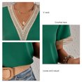 thumbnail image 4 of Top de manga corta con cuello en V para mujer, blusa elegante de encaje informal holgada a la moda para citas, 4 of 5