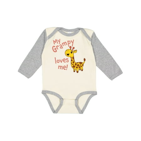 

Inktastic My Grampy Loves Me- Cute Giraffe Gift Baby Boy or Baby Girl Long Sleeve Bodysuit