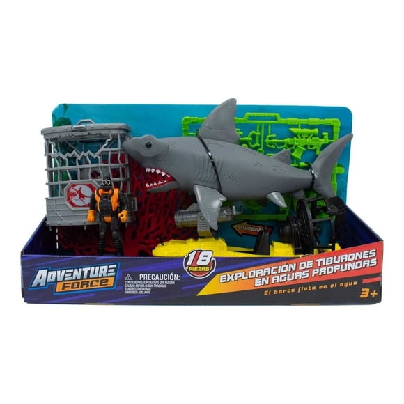 Set de figuras Adventure Force Exploración de Tiburones Aguas Profundas 18 Piezas
