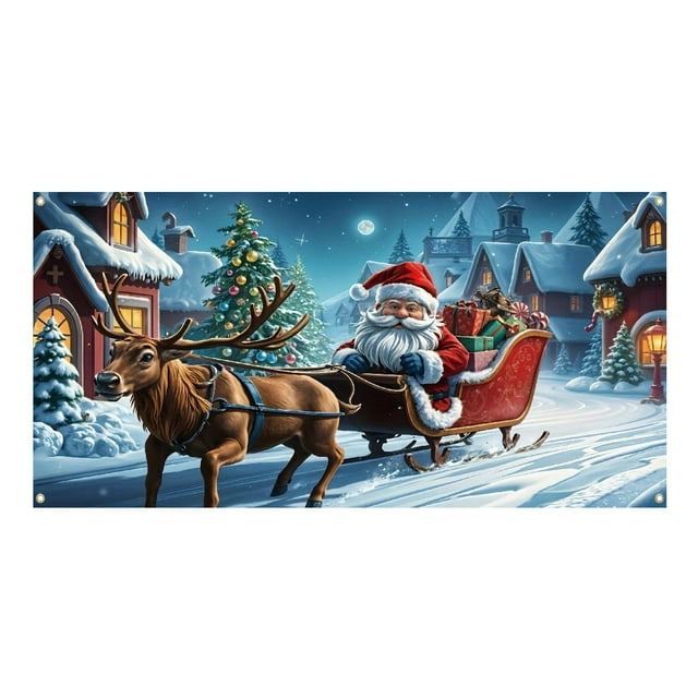 GUANGHONG Holiday Cheer Garage Festive Christmas Banner With Bright Colors Festive Design Perfect for Auto Enthusiasts Home Garages Easy Hanging Durable Material