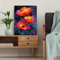 thumbnail image 5 of Fiery Abstract Floral Canvas Art, Bold Orange Red Flower Painting, Modern Expressionist Home Decor, 5 of 8