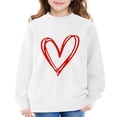 thumbnail image 2 of GiLiling Girls Preppy Heart Sweatshirt, Cute Oversized Pullover, Kids Valentine's Day Graphic Crewneck Athletic Sweater with Pocket (White, 3-4 Years), 2 of 5