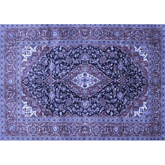 Ahgly Company Indoor Rectangle Medallion Blue Traditional Area Rugs, 7' x 10'