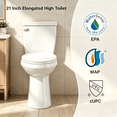 thumbnail image 4 of SUPERFLO 21 inch Extra High Toilets for Seniors Tall Toilets,  Seat Height 22", Two-Piece Toilet 1.28GPF Powerful, 12 Inch Rough-in,Comfort Bowl Heigh 21", White Color, for Bathroom, 4 of 7