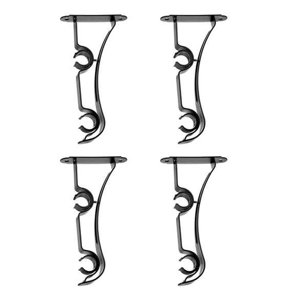 4Pcak Double Curtain Rod Bracket, Holders for 1 to 1.2 Inch Drapery Rod, Black
