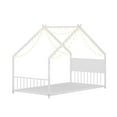 thumbnail image 3 of Aukfa Twin Size Metal House Bed with LED Lights, Montessori Floor Bed for Kids & Toddlers, Sturdy Frame, Easy Assembly, White, 3 of 8