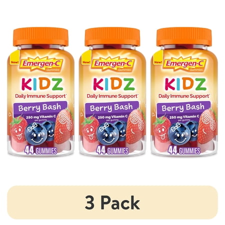 (3 pack) Emergen-C Kidz Daily Immune Support Dietary Supplements With Vitamin C Berry Bash Back to School Essentials - 44 Count