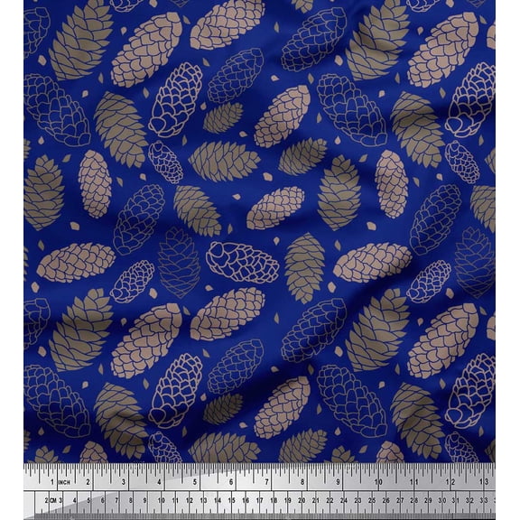 Soimoi Blue polyester Georgette Fabric Fruits Printed Fabric 1 Yard 42 Inch Wide