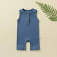 thumbnail image 2 of Elainilye Fashion Newborn Baby Bodysuit Girls Boys Summer Sleeveless Solid Color Jumpsuit Romper Sizes Newborn-24M, 2 of 9