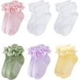 thumbnail image 2 of 6 Pairs Toddler Girls Ruffle Socks Cotton Girls Lace Frilly Dress Socks, 2 of 7