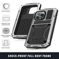 thumbnail image 3 of ELEHOLD for iPhone 14 Pro 6.1 Inch 2022 Case, Heavy Duty Armor Built-in Explosion-Proof Tempered Glass Screen Protector Wireless Charging Hang Rope Hidden Kickstand Shockproof Rugged Case,Silver, 3 of 7