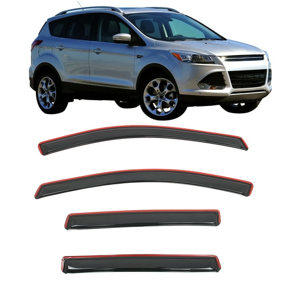 Ikon Motorsports In-Channel Window Visors for 2013-2019 Ford Escape Acrylic Smoke Deflector Guard 4pcs