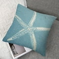 thumbnail image 7 of Acheng Seafoam Blue Starfish Pillow Covers Coastal Beach Nautical Decorative Throw Pillow Case Home Decor for Bedroom Sofa Living Room Couch Chair Outdoor,Set of 2 White 18x18in, 7 of 7