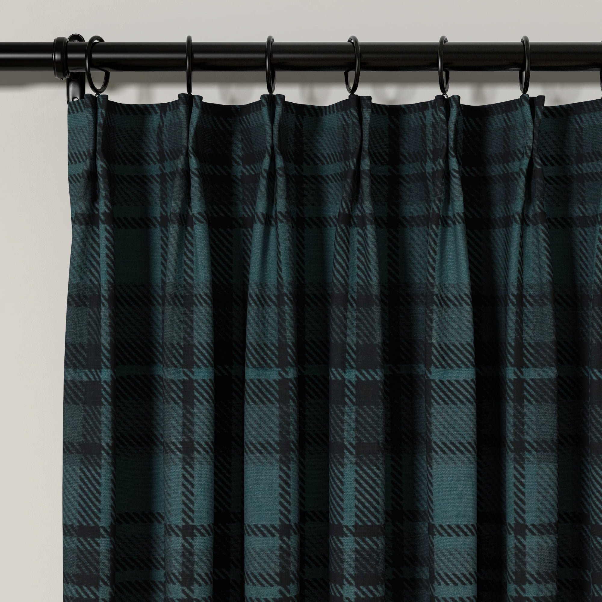 TWOPAGES Linen Blend 26 X 108 Inches Long 1 Panel Drape Pinch Pleated Light Filtering Plaid Print Drape for Children's room, Midnight