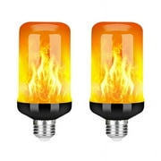 2X LED Flame Effect Light Bulb E27,Decorative Flickering Realistic Fire Lights Bulb,Festival Decoration Lamp,Black-B
