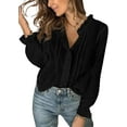 thumbnail image 1 of Blouses en Chiffon Col en V pour Femmes Manches Ballon Décontractées, 1 of 4
