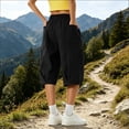 thumbnail image 6 of Bloomae Womens Hiking Capri Pants Lightweight Quick Dry Casual Fall Adjustable Drawstring Elastic Waist Baggy Ruched Hem Cropped Trousers with Pockets, 6 of 7