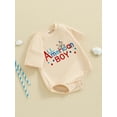 thumbnail image 3 of Nygoyerh Baby Boys 4th of July T-shirt Romper Short Sleeve Letter Star Embroidery Jumpsuit Newborn Infant Summer Casual Bodysuit for Independence Day 3M 6M 12M 18M, 3 of 9